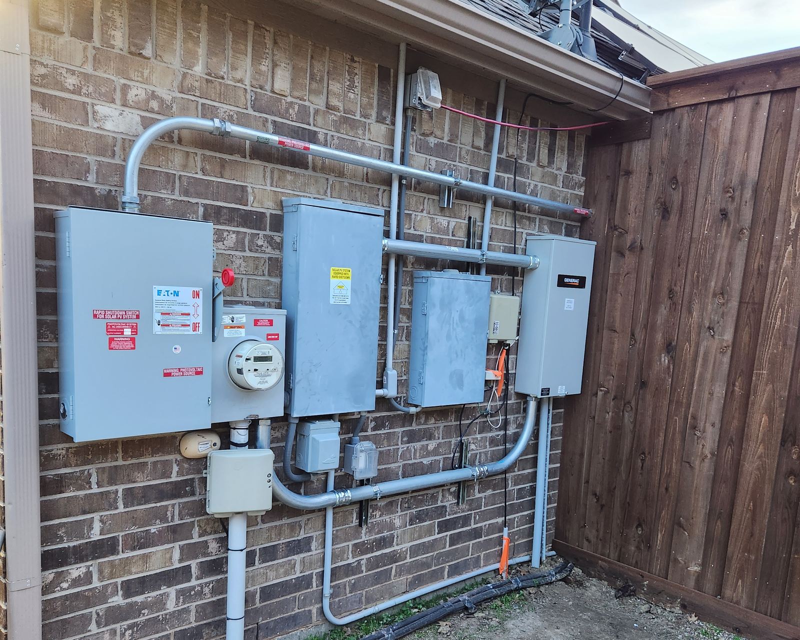 Electrical panel and disconnect switches installed at a home in The Woodlands, TX